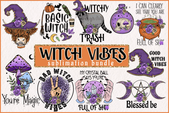 Witch Vibes Sublimation Bundle: Graphics and Crafts for Digital Sellers